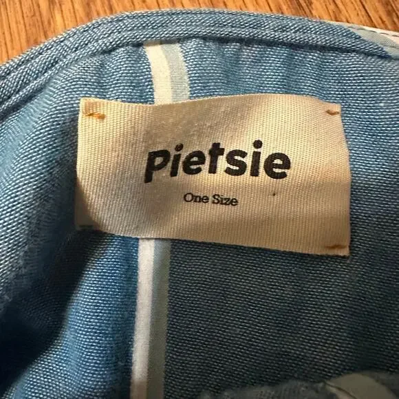 Pietsie blue striped ONE SIZE organic cotton caftan dress oversized loose - Picture 4 of 6